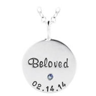 Picture of Sterling Silver 3/4" Birthstone Charm Necklace